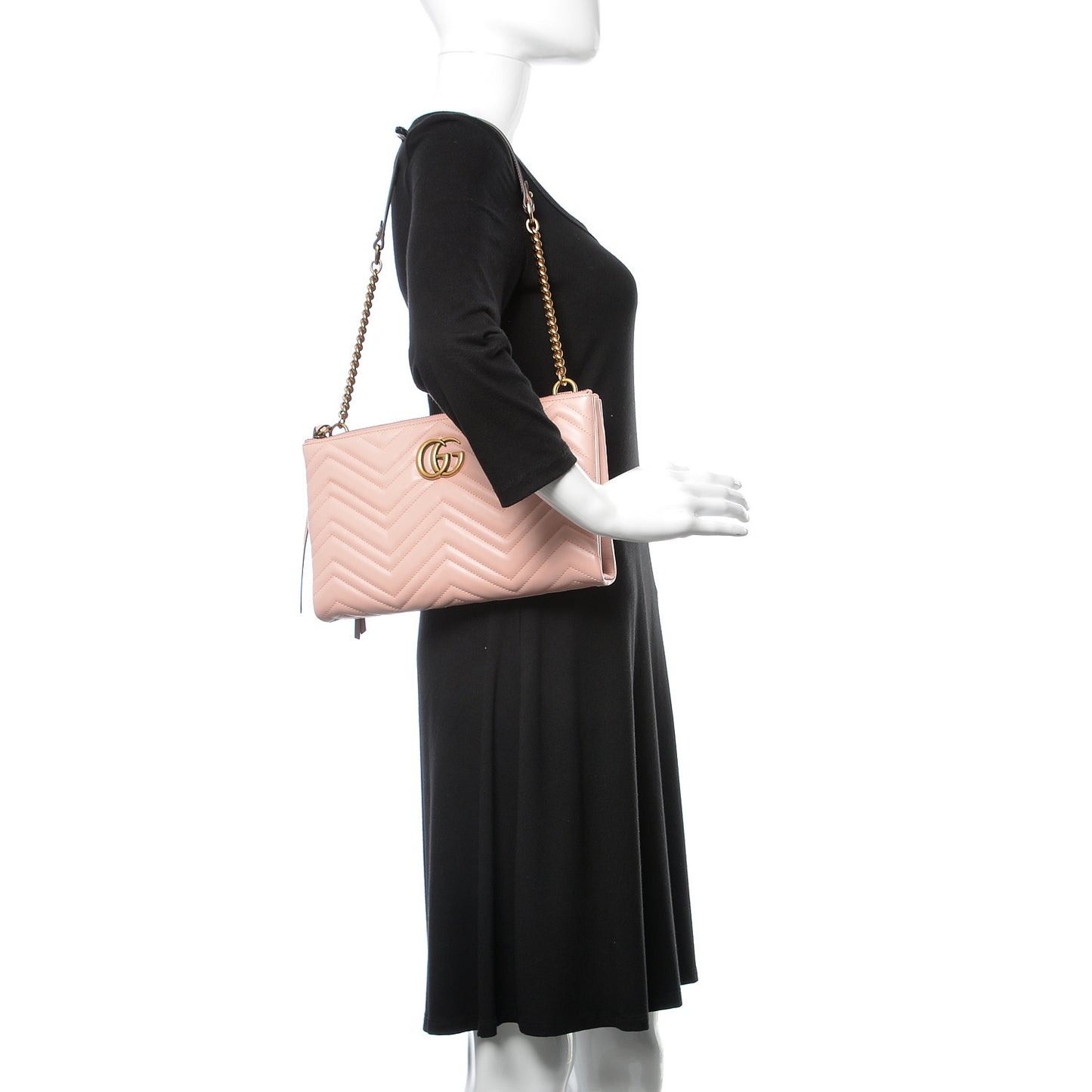 Calfskin Matelasse GG Marmont Double Zip Chain Bag Perfect Pink