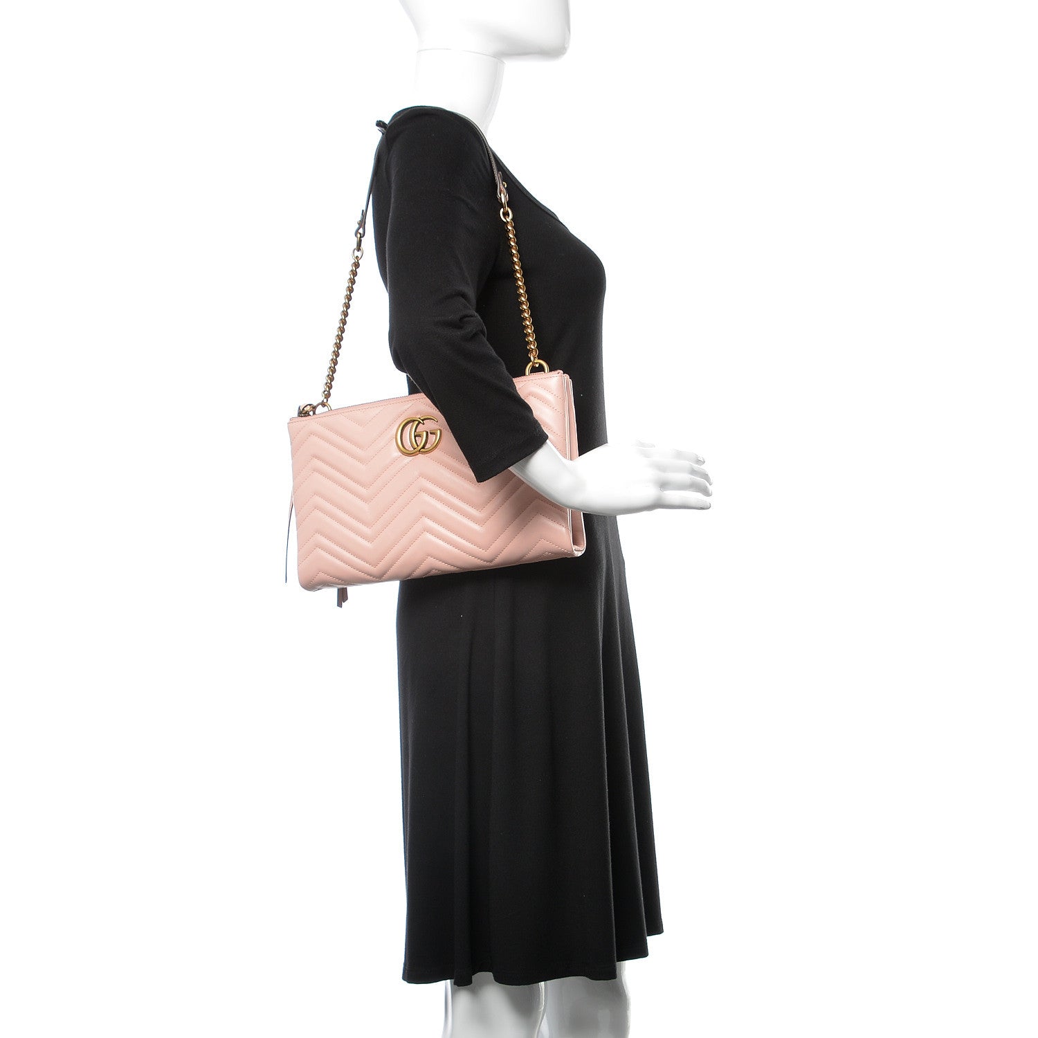 Gucci Calfskin Matelasse GG Marmont Double Zip Chain Bag Perfect Pink 2 of 13