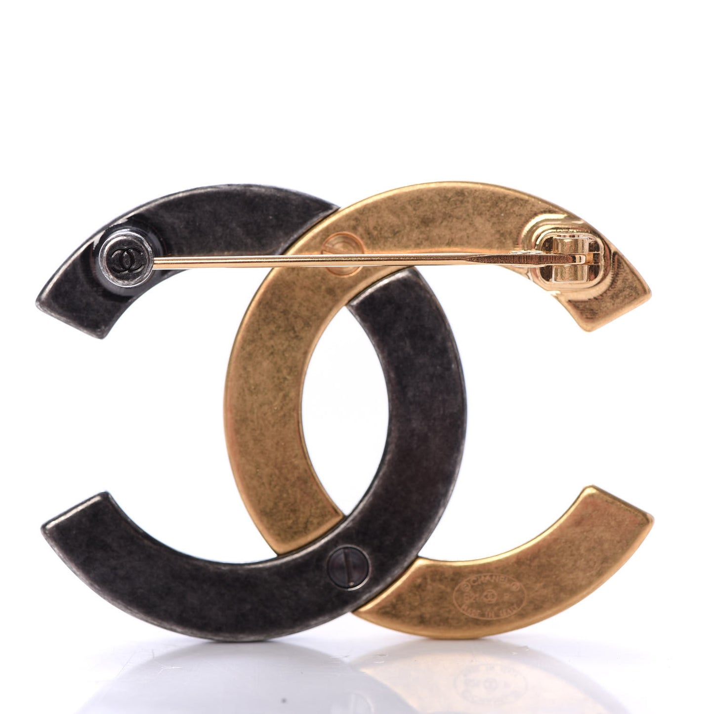 Metal CC Brooch Gold Ruthenium