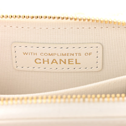 Chanel Tweed Quilted Bow Flap Card Holder On Chain White 8 of 12