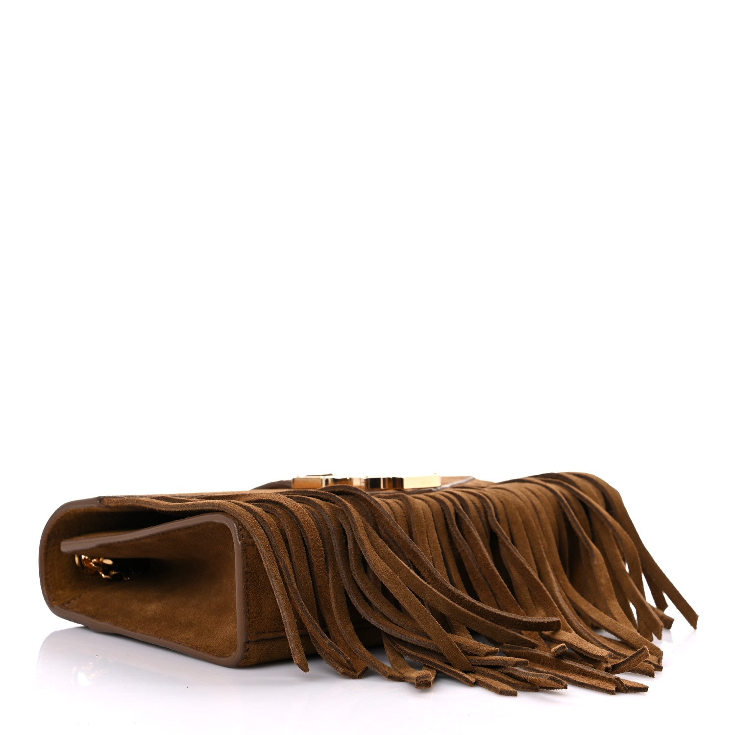 Saint Laurent Suede Fringe Baby Monogram Satchel Light Ocre 4 of 13