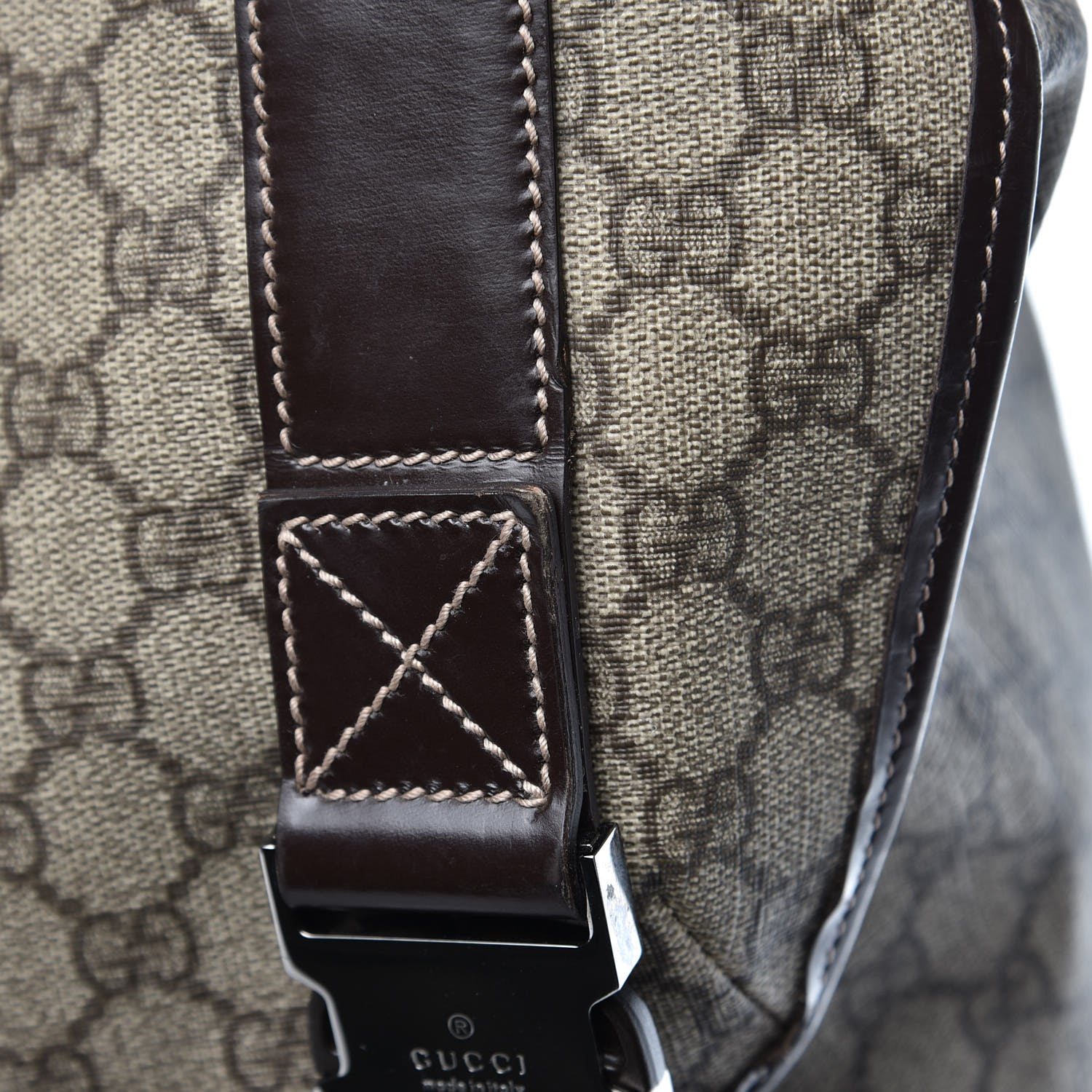 Gucci GG Supreme Monogram Large Interlocking G Double Buckle Backpack Dark Brown 12 of 12