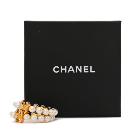 Chanel Pearl CC More Is More Small Hoop Earrings Gold 5 of 5