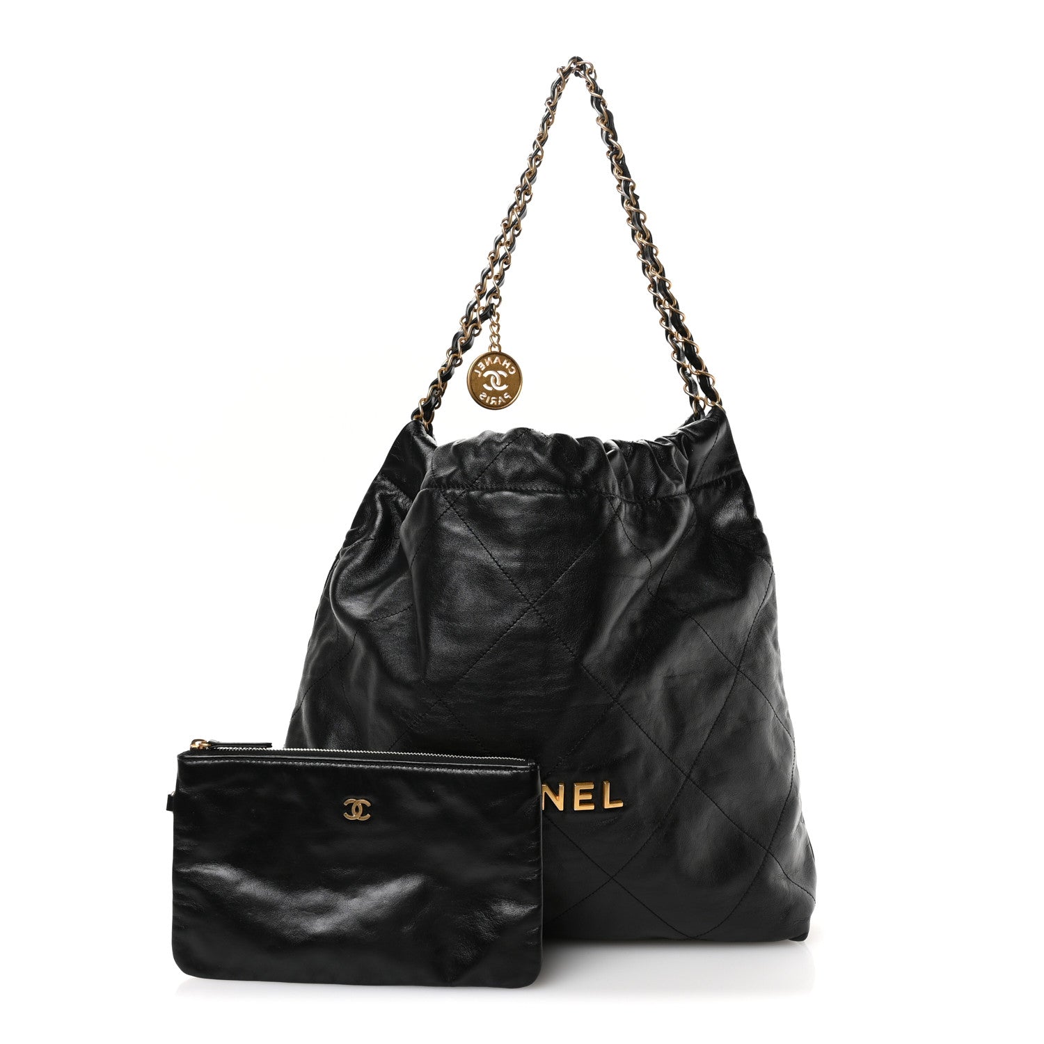 Chanel Shiny Calfskin Quilted Chanel 22 Black 3 of 12