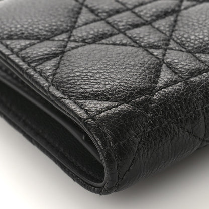Christian Dior Grained Calfskin Supple Cannage Caro Dahlia Wallet Black 7 of 8