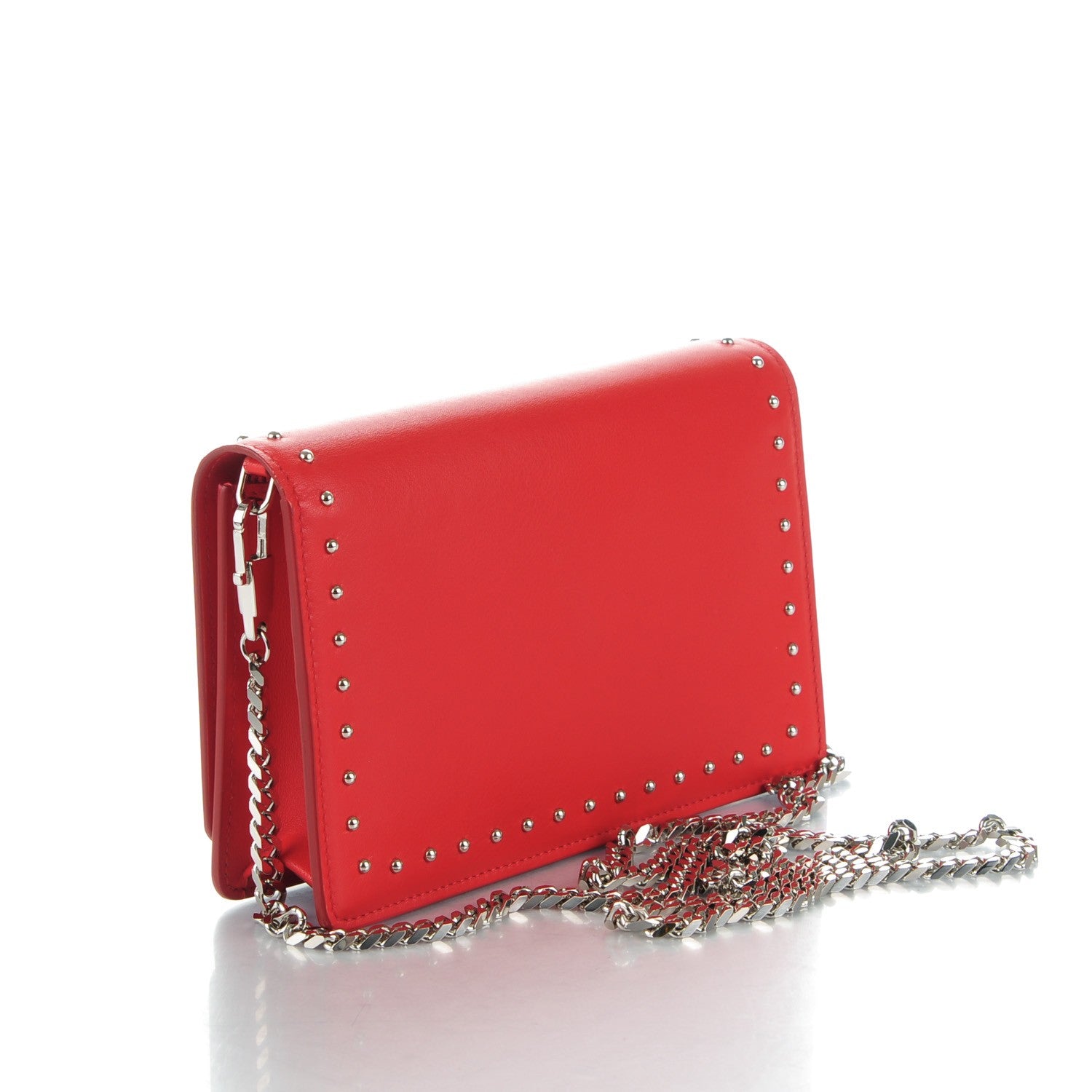Givenchy Calfskin Studded Pandora Chain Wallet Medium Red 3 of 9