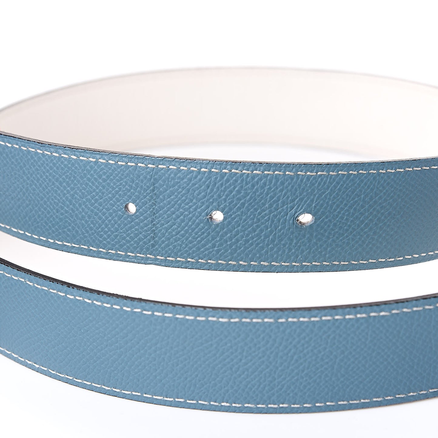 Epsom Swift Strie 32mm H Belt 95 Blue Jean White