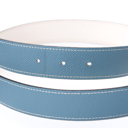 Hermes Epsom Swift Strie 32mm H Belt 95 Blue Jean White 5 of 8