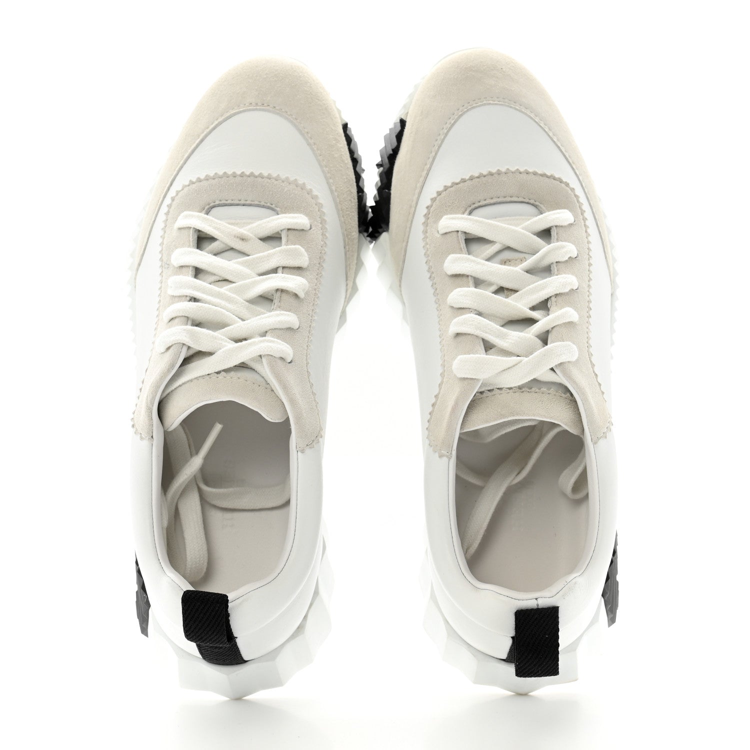 Hermes Goatskin Suede Goatskin Bouncing Sneakers 36.5 White Black 2 of 13