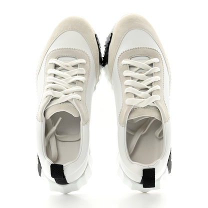 Hermes Goatskin Suede Goatskin Bouncing Sneakers 36.5 White Black 2 of 13