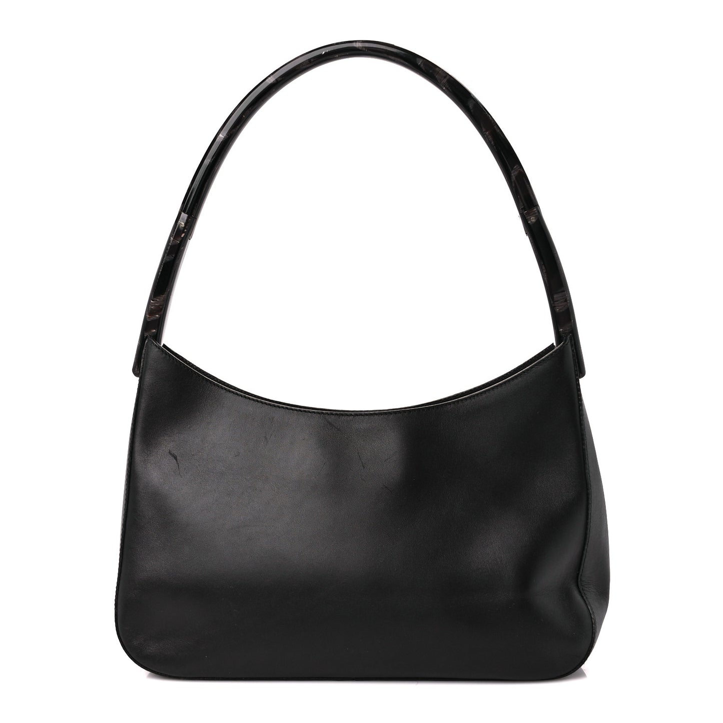 Saffiano Logo Embossed Shoulder Bag Black