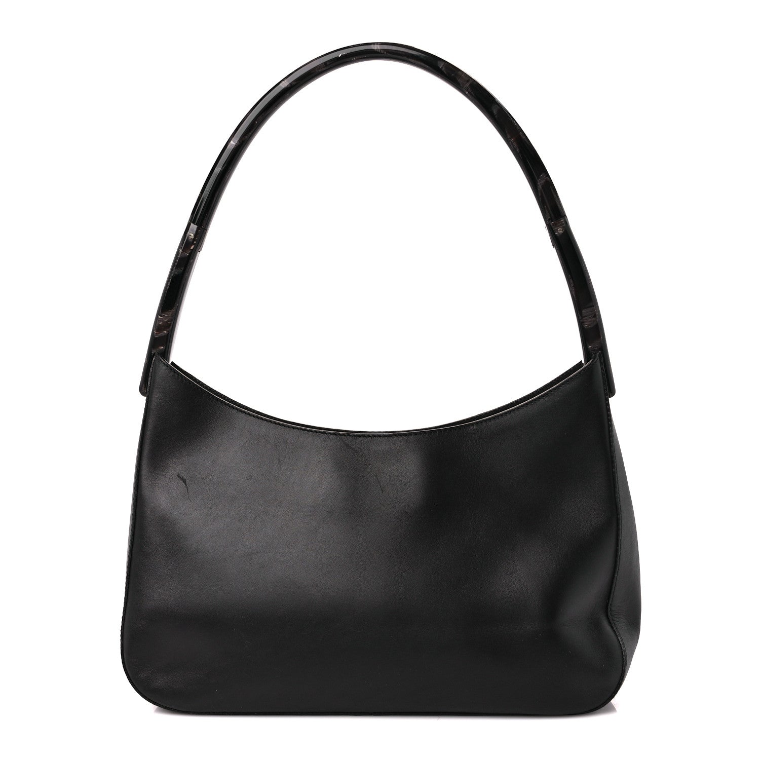 Prada Saffiano Logo Embossed Shoulder Bag Black 1 of 12