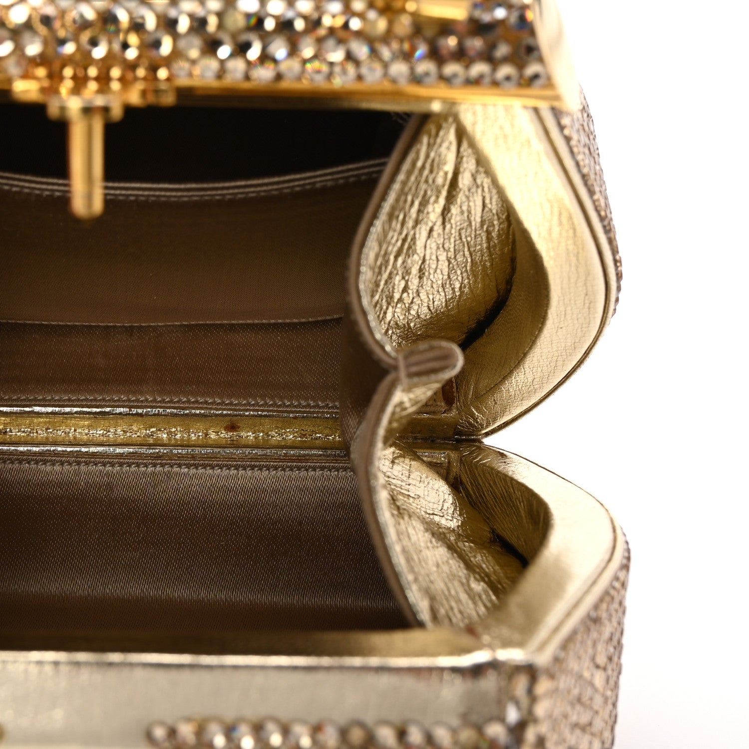 Judith Leiber Swarovski Crystal Minaudiere Clutch Gold 5 of 8