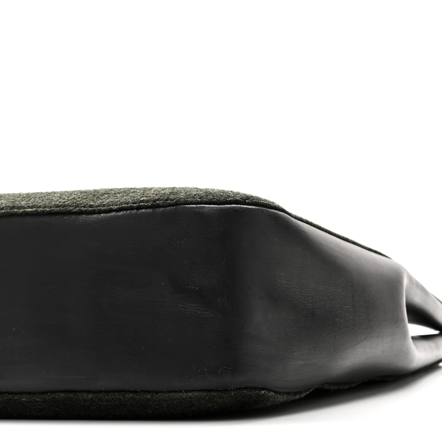 Wool Calfskin Bamboo Handle Bag Green Black