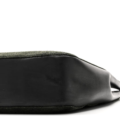 Gucci Wool Calfskin Bamboo Handle Bag Green Black 10 of 10