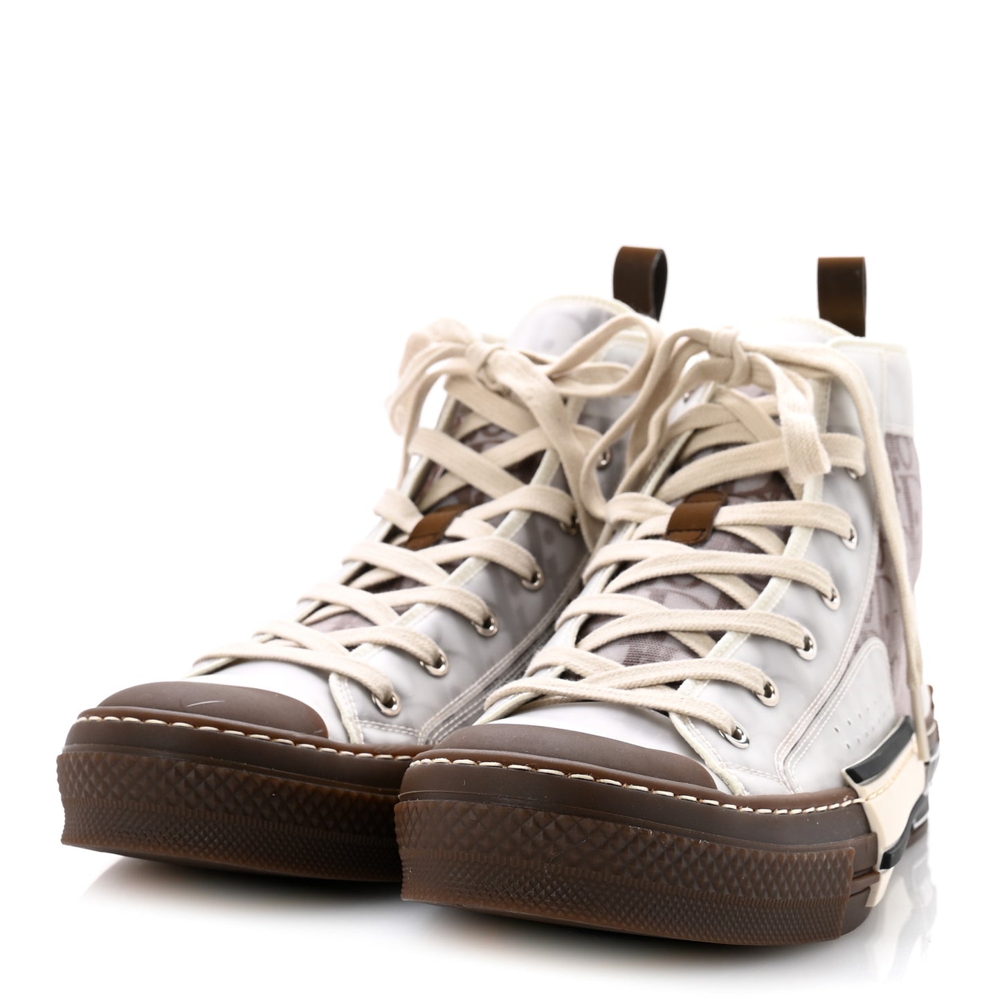 Technical Canvas Oblique Mens B23 High Top Sneakers 42 Brown Beige