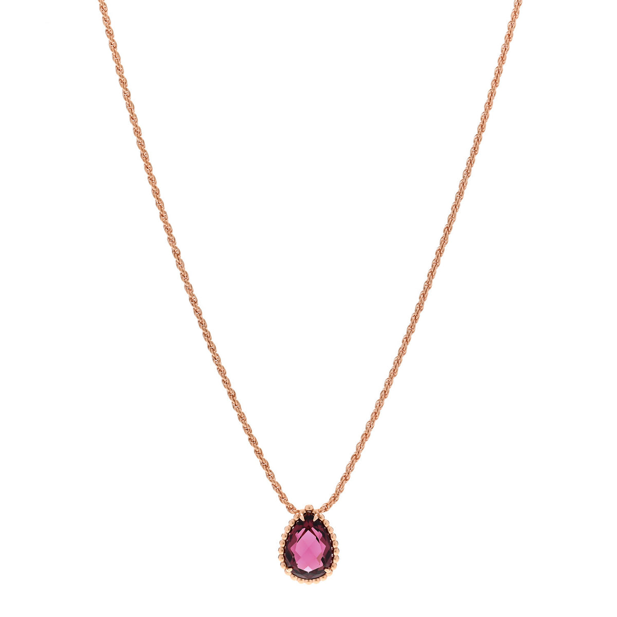 18K Pink Gold Diamond Rhodolite Garnet S Motif Serpent Boheme Necklace