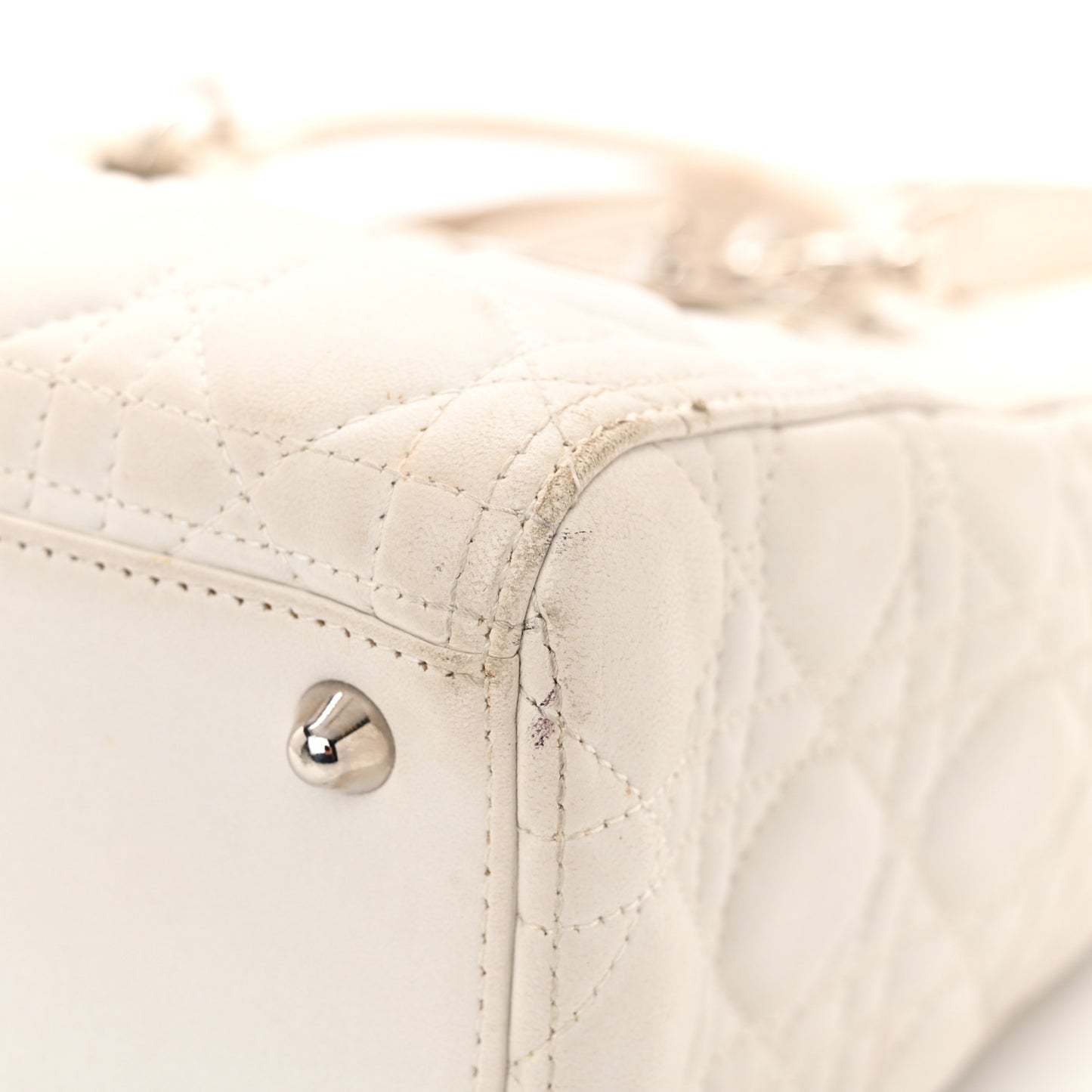 Lambskin Cannage Large Lady Dior White