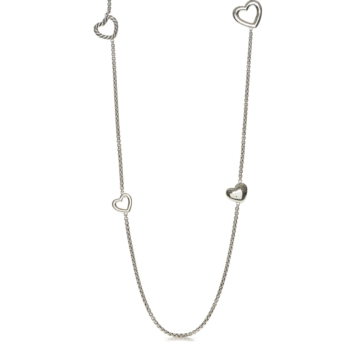 Sterling Silver Cable Heart Chain Necklace