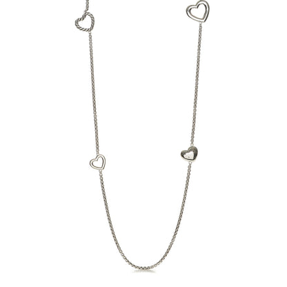 David Yurman Sterling Silver Cable Heart Chain Necklace 1 of 7