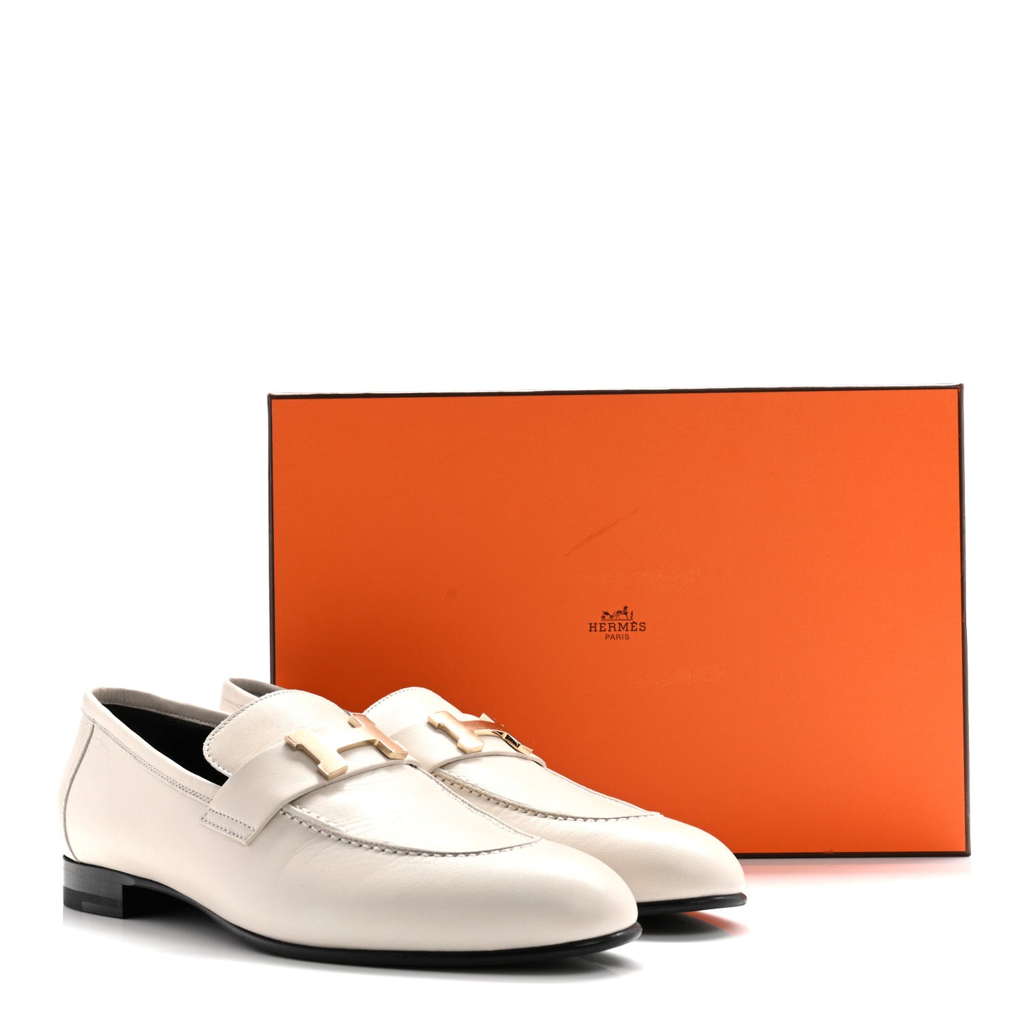 Goatskin Womens Paris Loafers 38.5 Beige Glaise