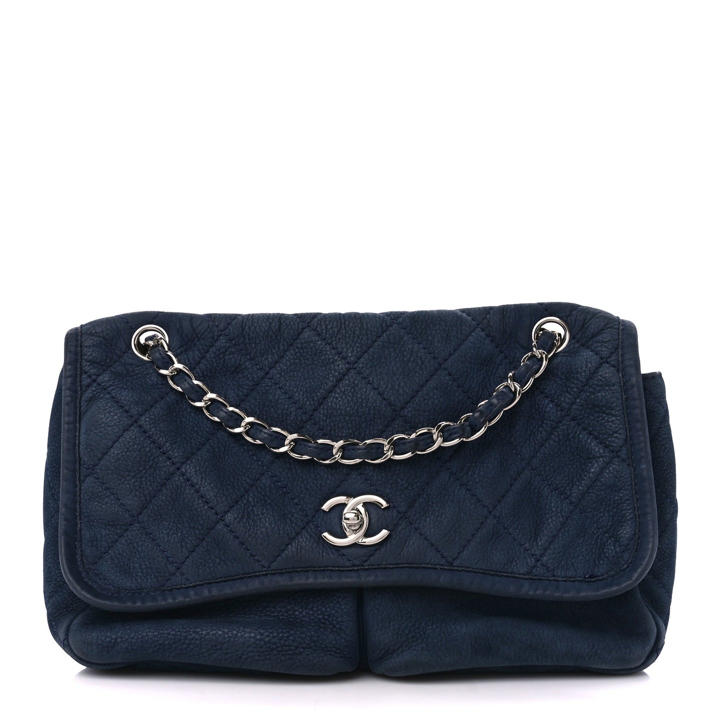 Ultra Soft Suede Calfskin Medium Natural Beauty Flap Bag Blue