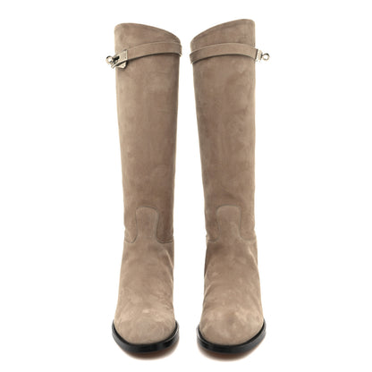 Hermes Suede Kelly Jumping Boots 36.5 Oak 2 of 8