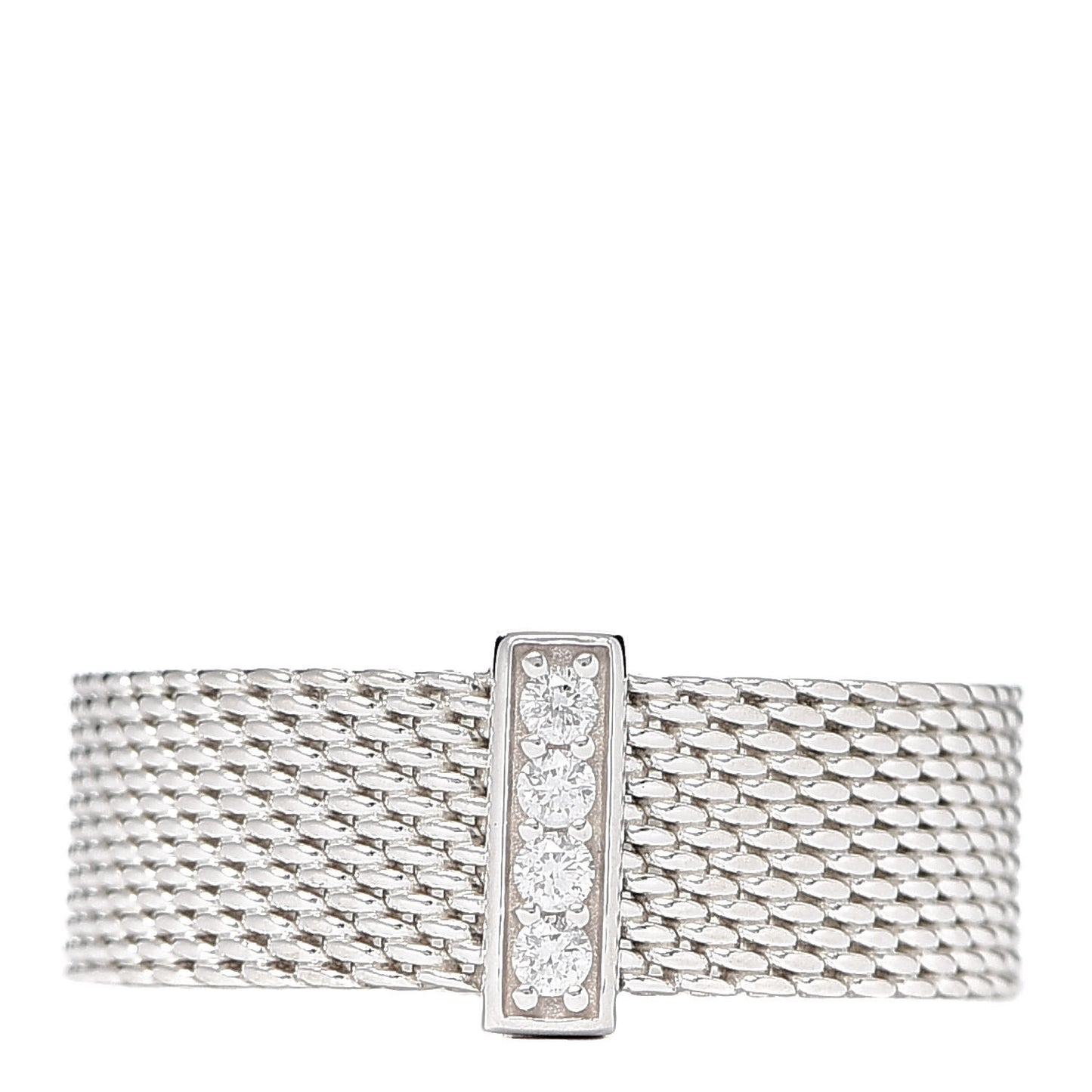 Sterling Silver Diamond Mesh Somerset Ring 53 6.25