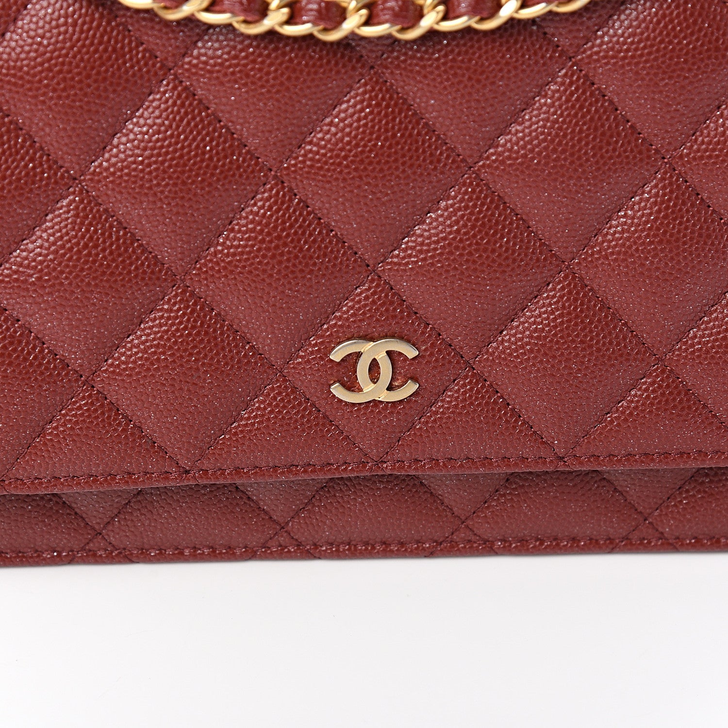 Chanel Iridescent Caviar Quilted Wallet On Chain WOC Burgundy 11 of 12