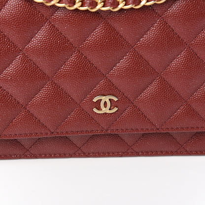 Chanel Iridescent Caviar Quilted Wallet On Chain WOC Burgundy 11 of 12