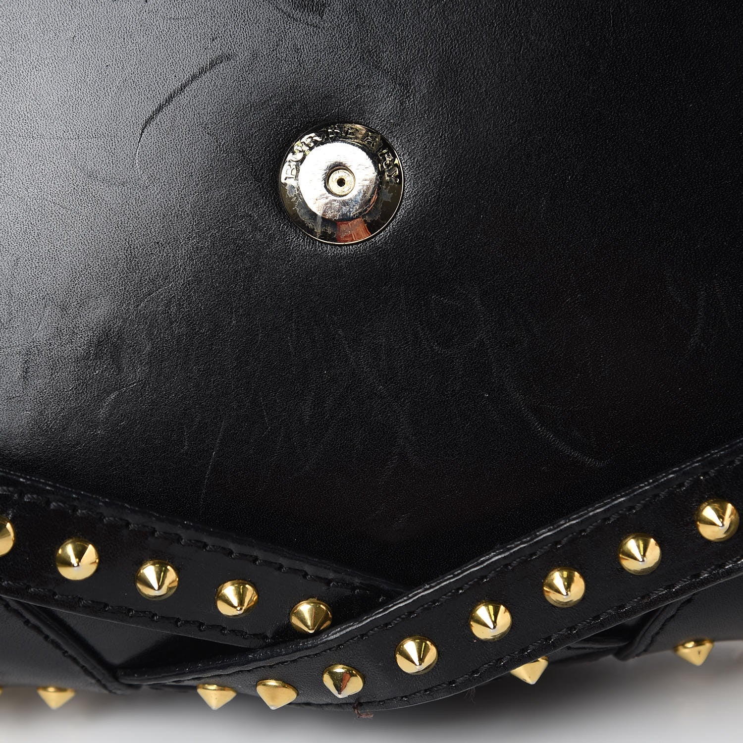 Burberry Polished Bridle Calfskin Studded Small Abbott Crossbody Bag Black 9 of 13