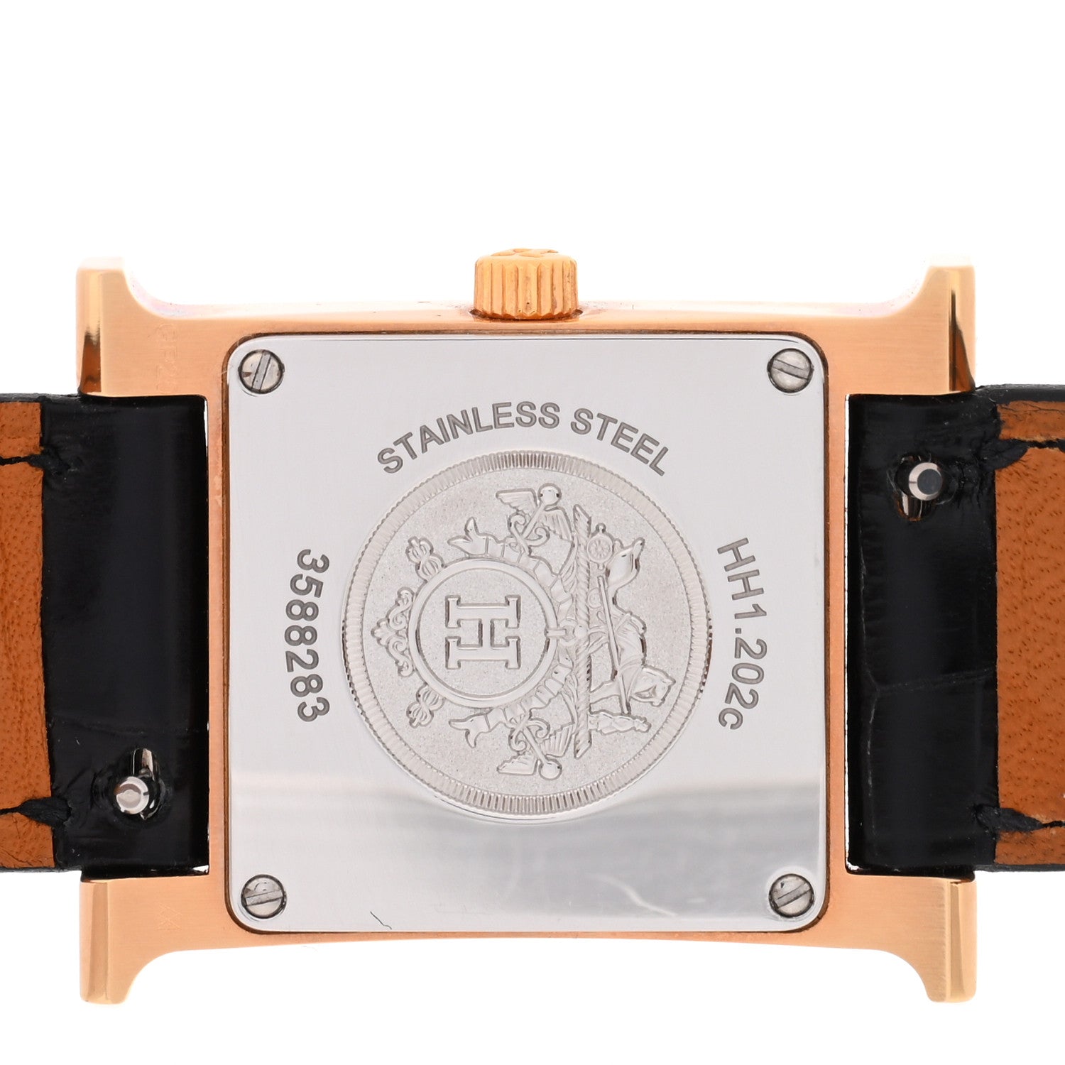 Hermes Stainless Steel Alligator 21mm Heure H Hour Quartz Watch Noir 4 of 5