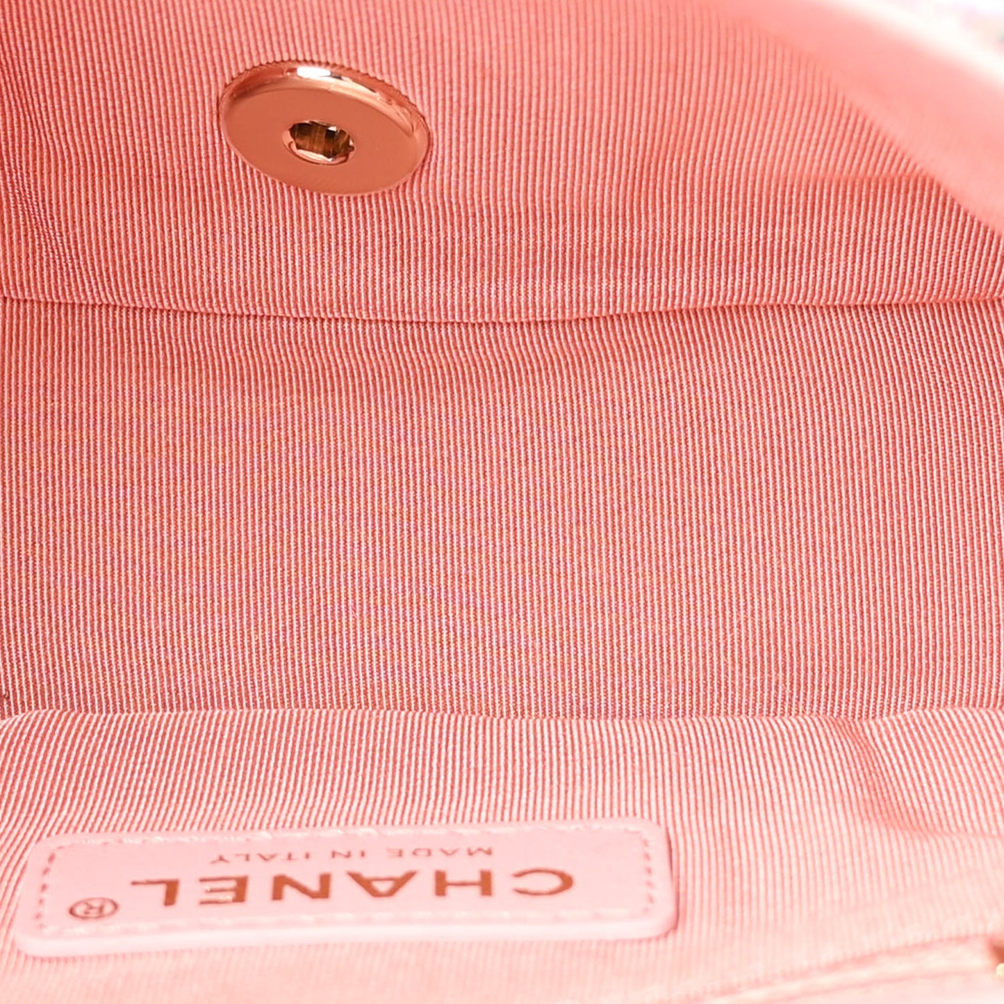 Tweed Mini Pearl Handle Flap Pink Beige Orange Ecru