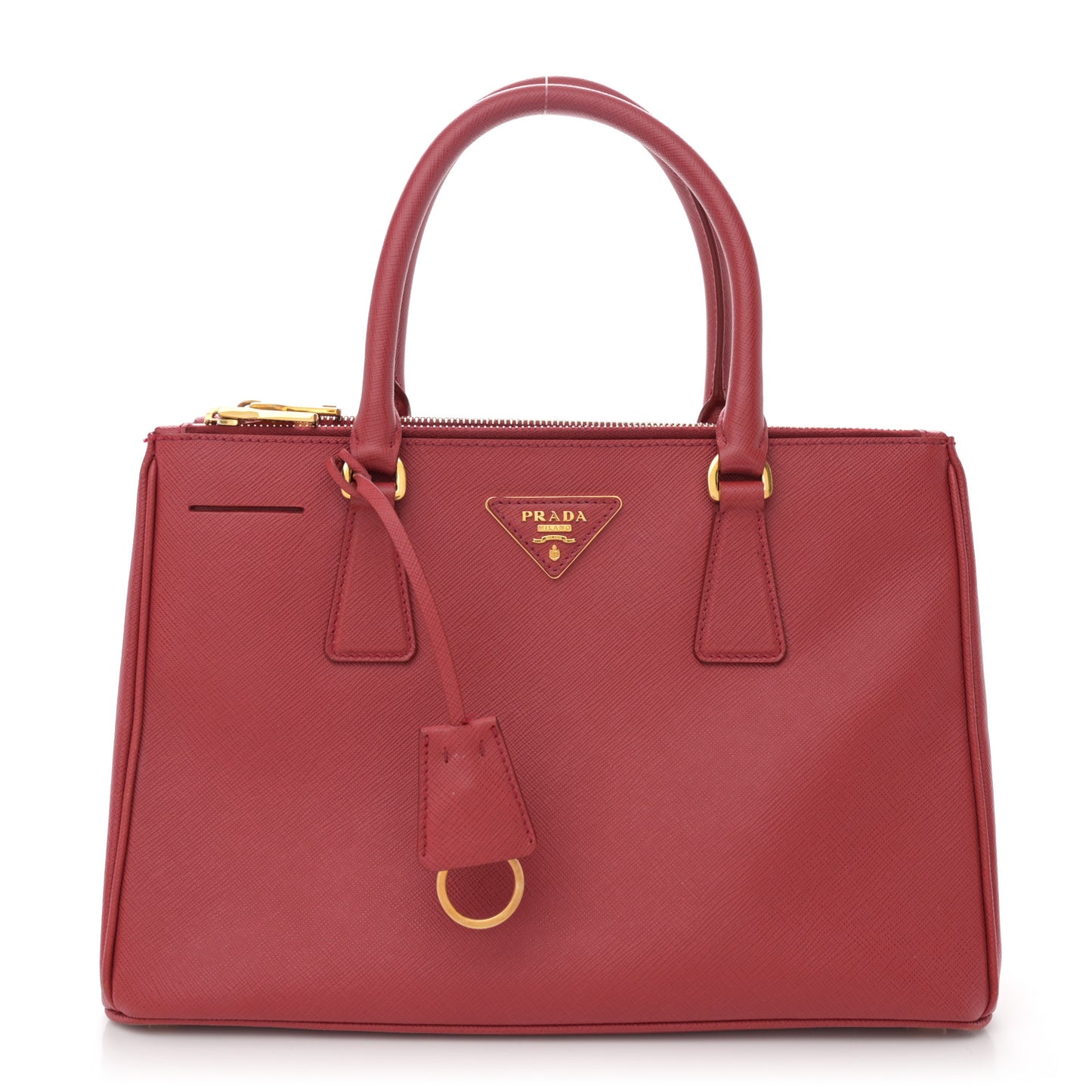 Saffiano Lux Small Galleria Double Zip Tote Fuoco