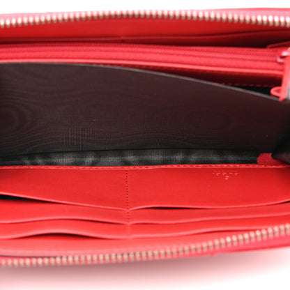 Gucci Calfskin Matelasse GG Marmont Zip Around Wallet Hibiscus Red Hibiscus Red 6 of 9