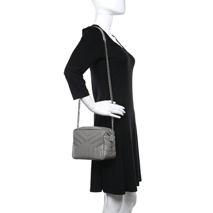 Saint Laurent Calfskin Y Quilted Monogram Small Loulou Bowling Bag Ivory 2 of 12