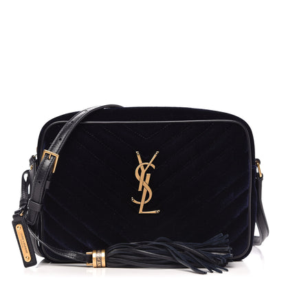 Saint Laurent Velvet Matelasse Monogram Lou Camera Bag Navy 1 of 10