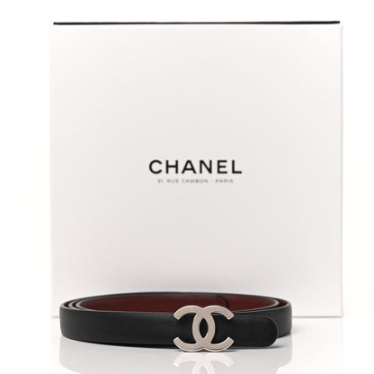 Chanel Calfskin CC Skinny Reversible Belt 80 Black Burgundy 4 of 4