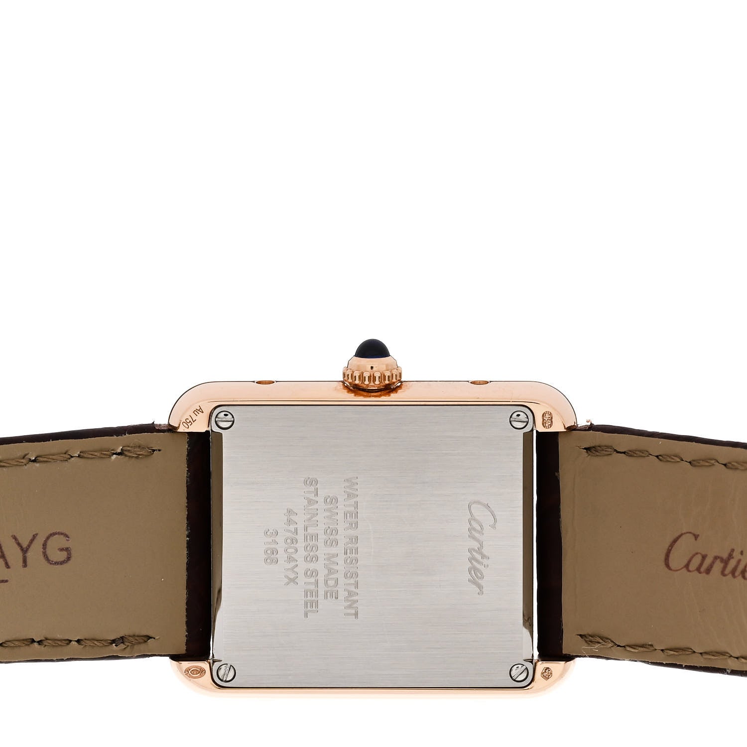 Cartier Stainless Steel 18K Pink Gold Alligator 24mm Tank Solo Quartz Watch Brown 4 of 5