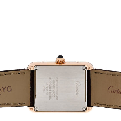Cartier Stainless Steel 18K Pink Gold Alligator 24mm Tank Solo Quartz Watch Brown 4 of 5