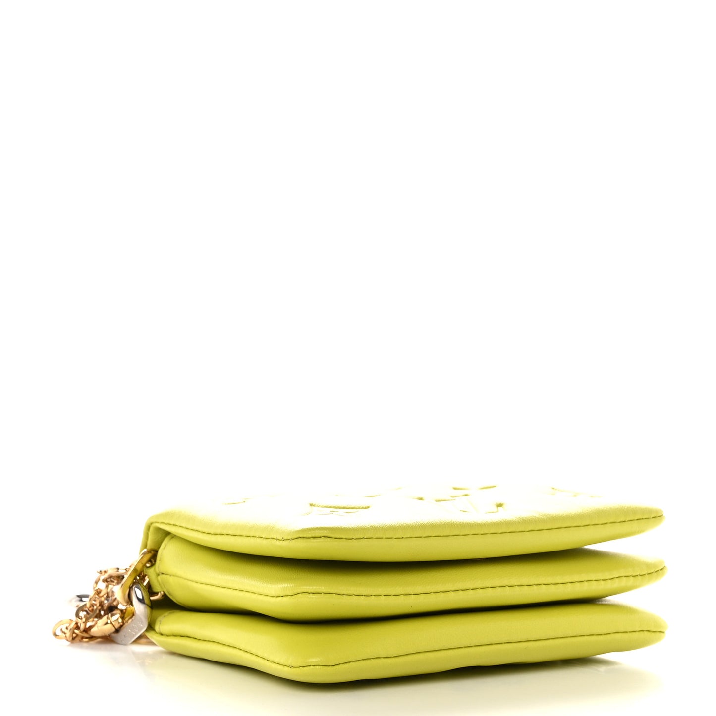 Lambskin Embossed Monogram Coussin Belt Vert Acide