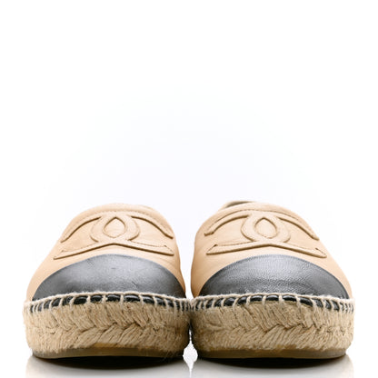 Chanel Lambskin CC Espadrilles 35 Beige Black 2 of 9