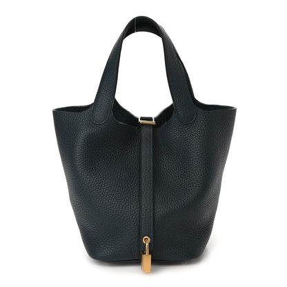 Hermes Taurillon Clemence Picotin Lock 18 PM Vert Cypress 1 of 11