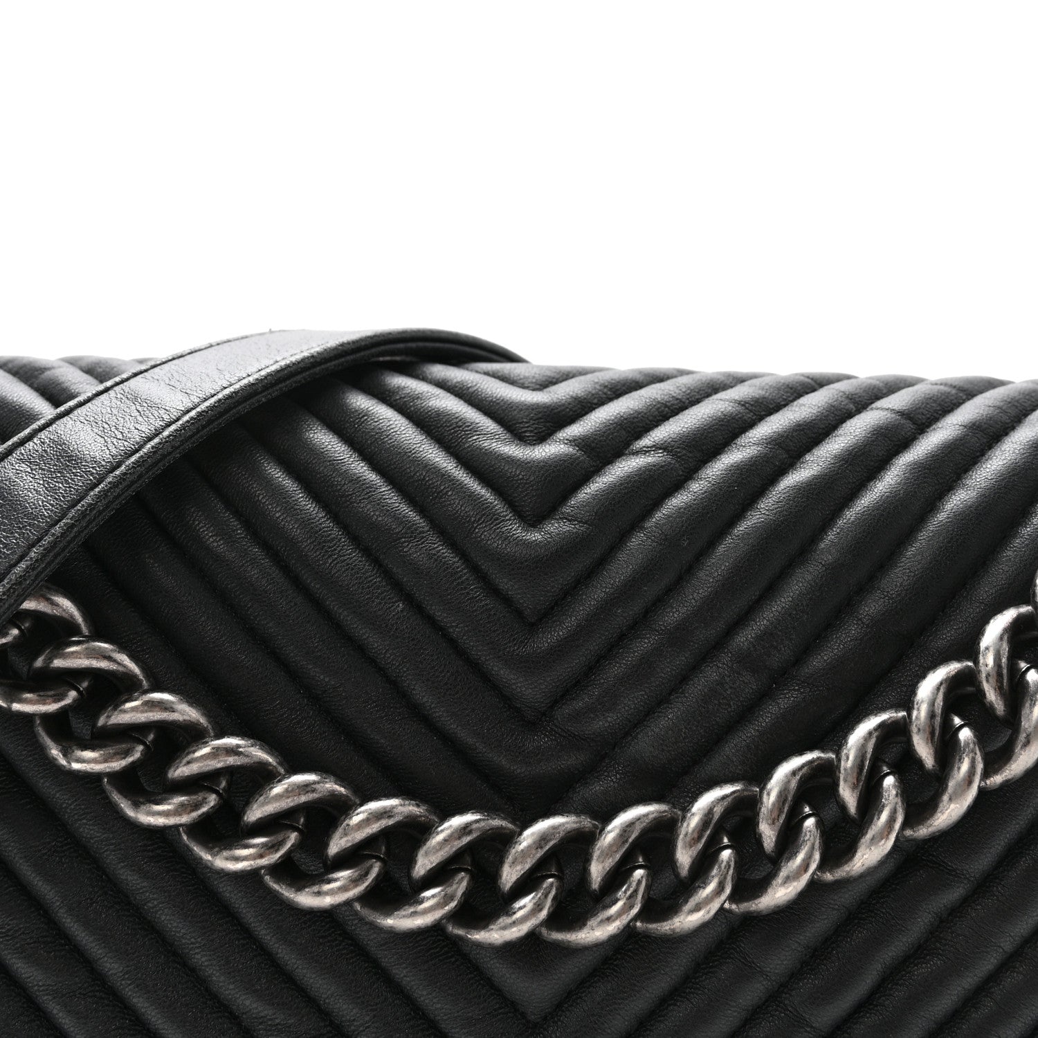 Chanel Wrinkled Lambskin Chevron Quilted New Medium Boy Flap Navy Blue 8 of 10