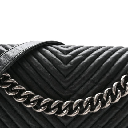 Chanel Wrinkled Lambskin Chevron Quilted New Medium Boy Flap Navy Blue 8 of 10