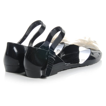 Chanel Jelly Camellia Sandal 37 Black White 4 of 6