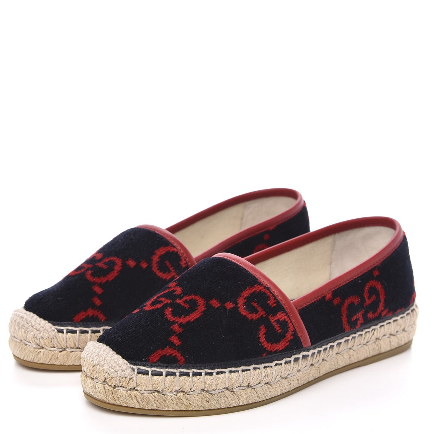 Terry Cloth GG Monogram Espadrilles 36 Blue Red