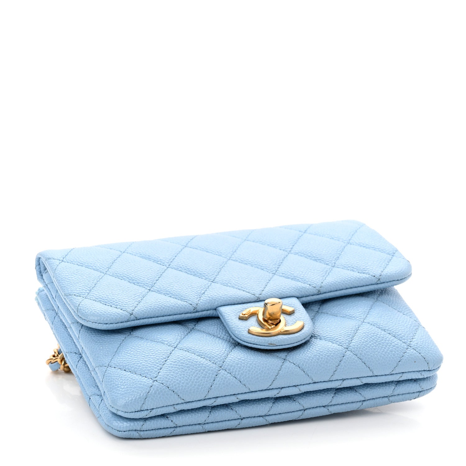 Chanel Shiny Caviar Pick Me Up Flap Belt Bag Light Blue 4 of 10