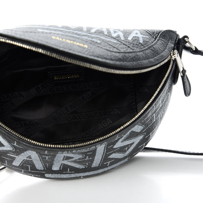 Balenciaga Agneau Arena Graffiti All Over XXS Souvenir Belt Bag Black White 5 of 10