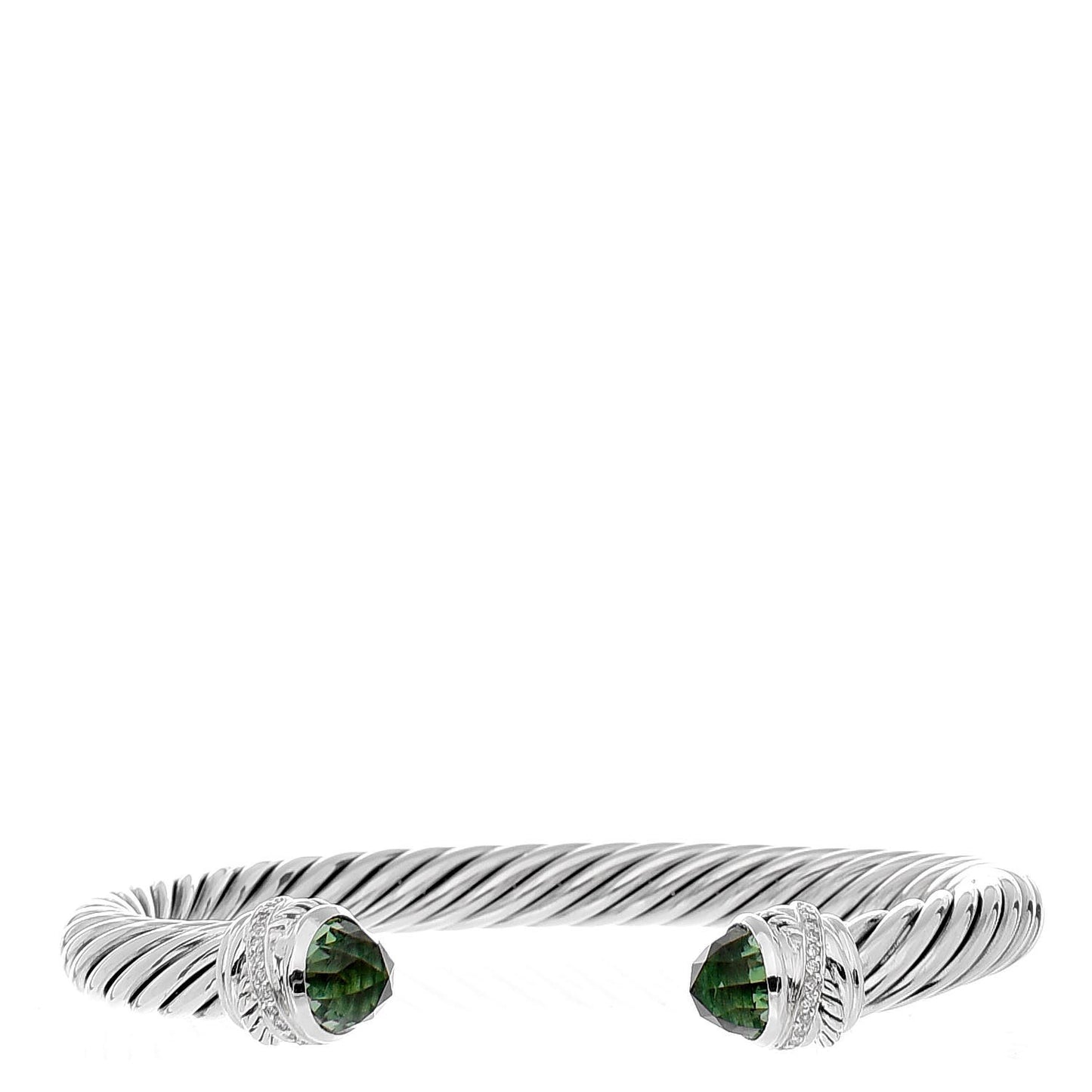 Sterling Silver Diamond Prasiolite 7mm Cable Classics Crossover Bracelet